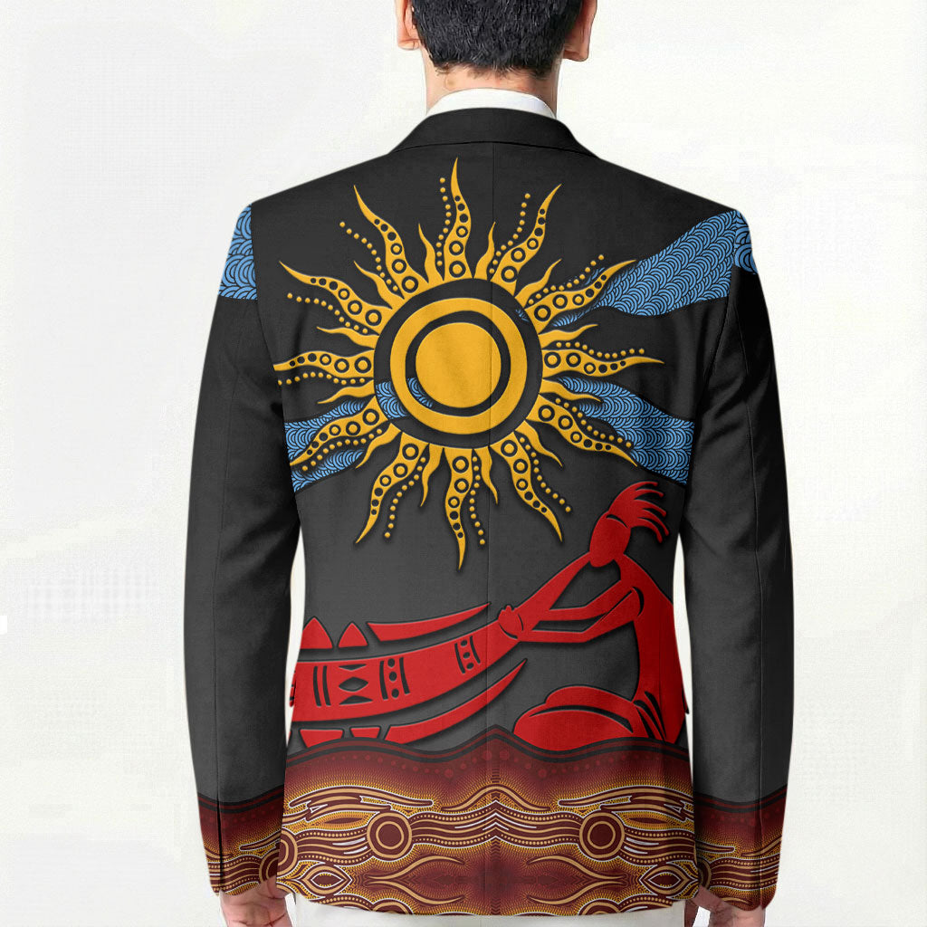 Didgeridoo Blazer Australian Aboriginal Sun Motif Indigenous Art
