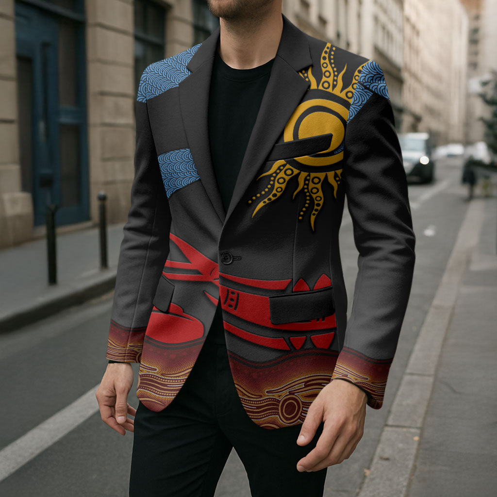 Didgeridoo Blazer Australian Aboriginal Sun Motif Indigenous Art
