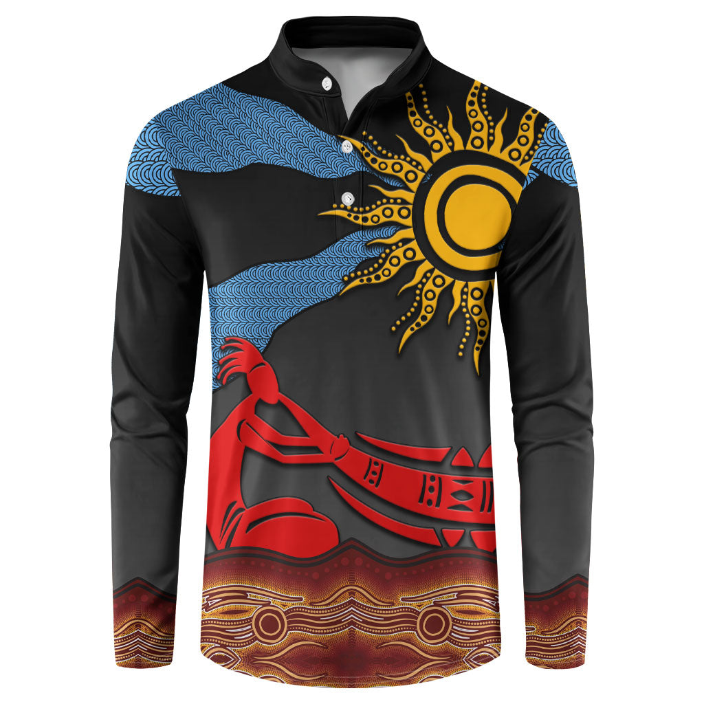 Didgeridoo Button Sweatshirt Australian Aboriginal Sun Motif Indigenous Art