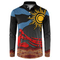 Didgeridoo Button Sweatshirt Australian Aboriginal Sun Motif Indigenous Art