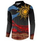 Didgeridoo Button Sweatshirt Australian Aboriginal Sun Motif Indigenous Art