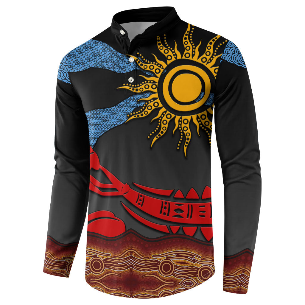 Didgeridoo Button Sweatshirt Australian Aboriginal Sun Motif Indigenous Art