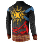 Didgeridoo Button Sweatshirt Australian Aboriginal Sun Motif Indigenous Art