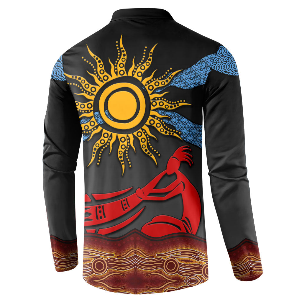 Didgeridoo Button Sweatshirt Australian Aboriginal Sun Motif Indigenous Art