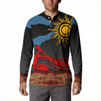 Didgeridoo Button Sweatshirt Australian Aboriginal Sun Motif Indigenous Art