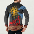 Didgeridoo Button Sweatshirt Australian Aboriginal Sun Motif Indigenous Art