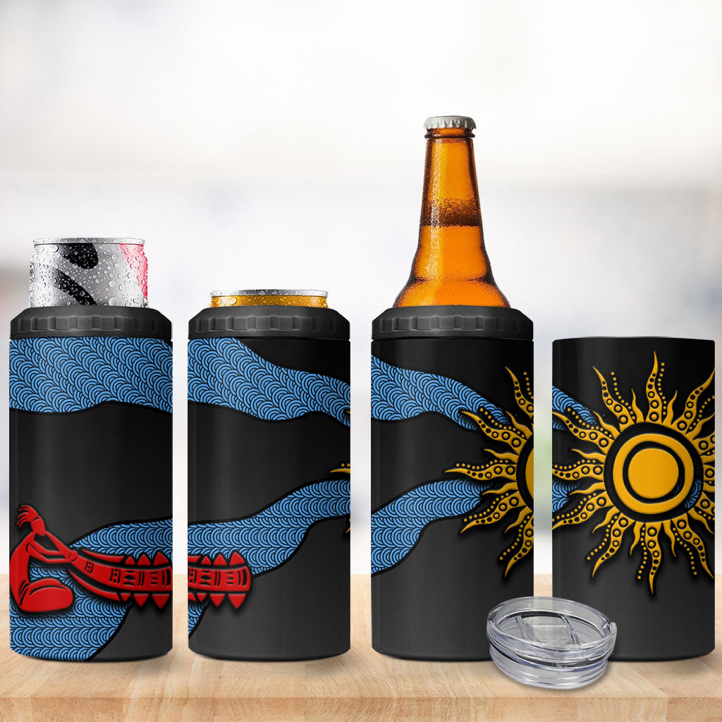 Didgeridoo 4 in 1 Can Cooler Tumbler Australian Aboriginal Sun Motif Indigenous Art