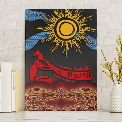 Didgeridoo Canvas Wall Art Australian Aboriginal Sun Motif Indigenous Art