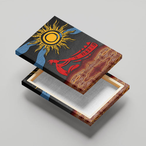 Didgeridoo Canvas Wall Art Australian Aboriginal Sun Motif Indigenous Art