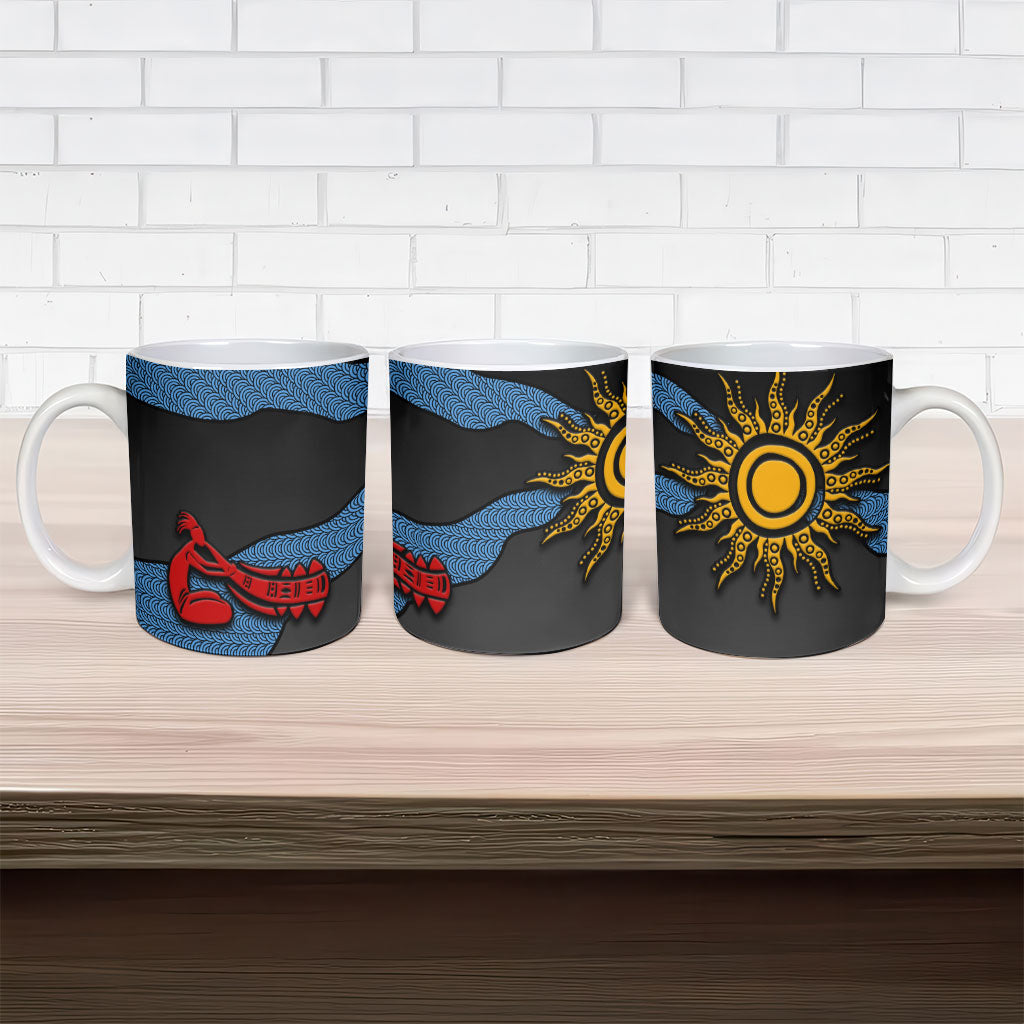 Didgeridoo Ceramic Mug Australian Aboriginal Sun Motif Indigenous Art