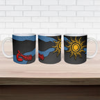 Didgeridoo Ceramic Mug Australian Aboriginal Sun Motif Indigenous Art