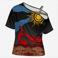 Didgeridoo Cross Shoulder Shirt Australian Aboriginal Sun Motif Indigenous Art