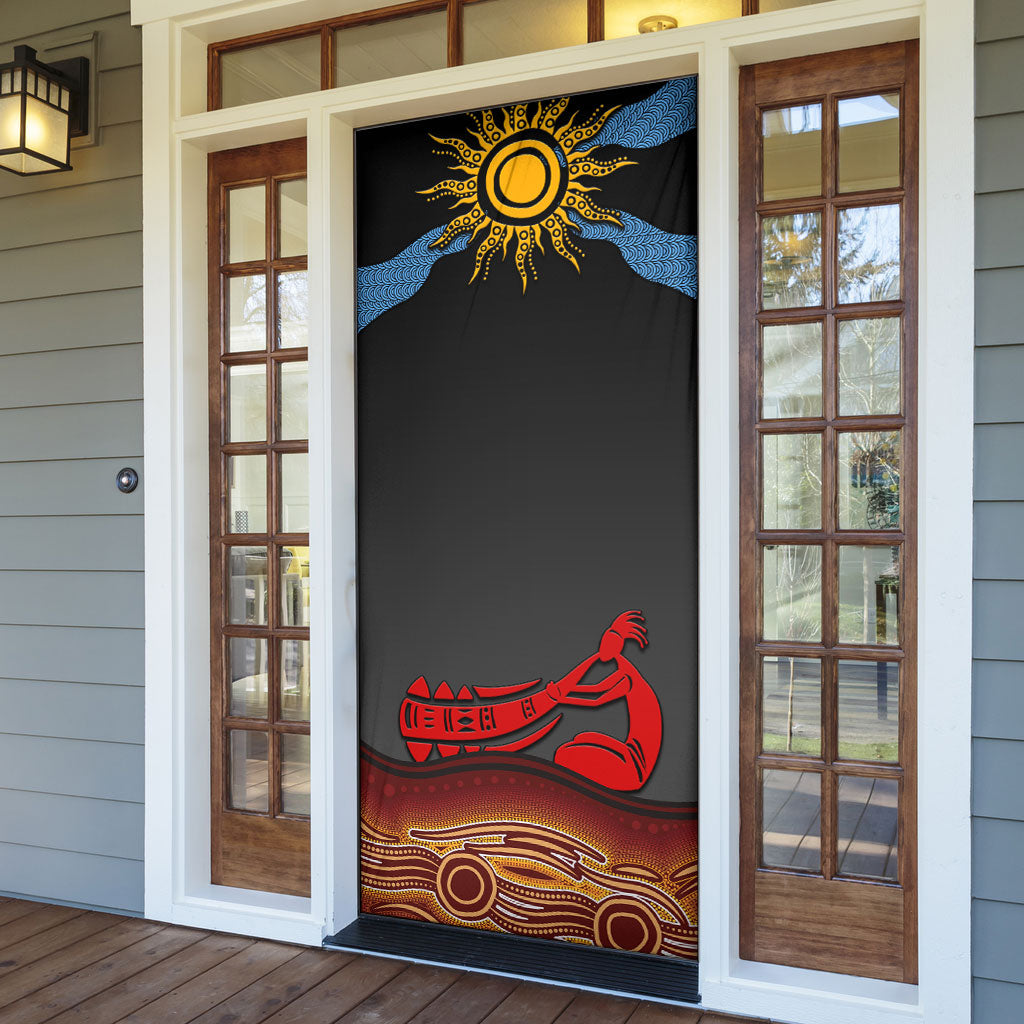 Didgeridoo Door Cover Australian Aboriginal Sun Motif Indigenous Art