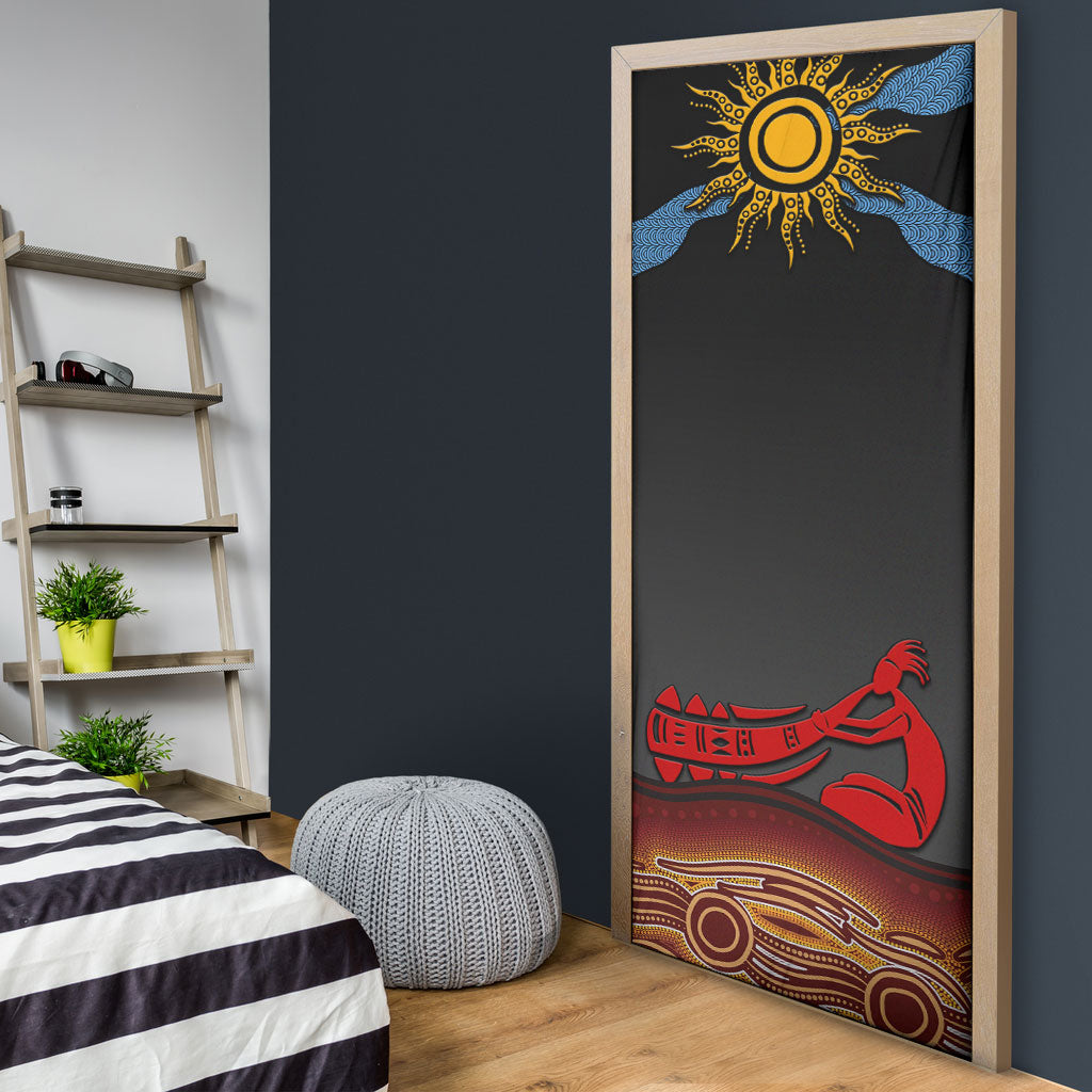 Didgeridoo Door Cover Australian Aboriginal Sun Motif Indigenous Art