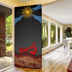Didgeridoo Door Cover Australian Aboriginal Sun Motif Indigenous Art