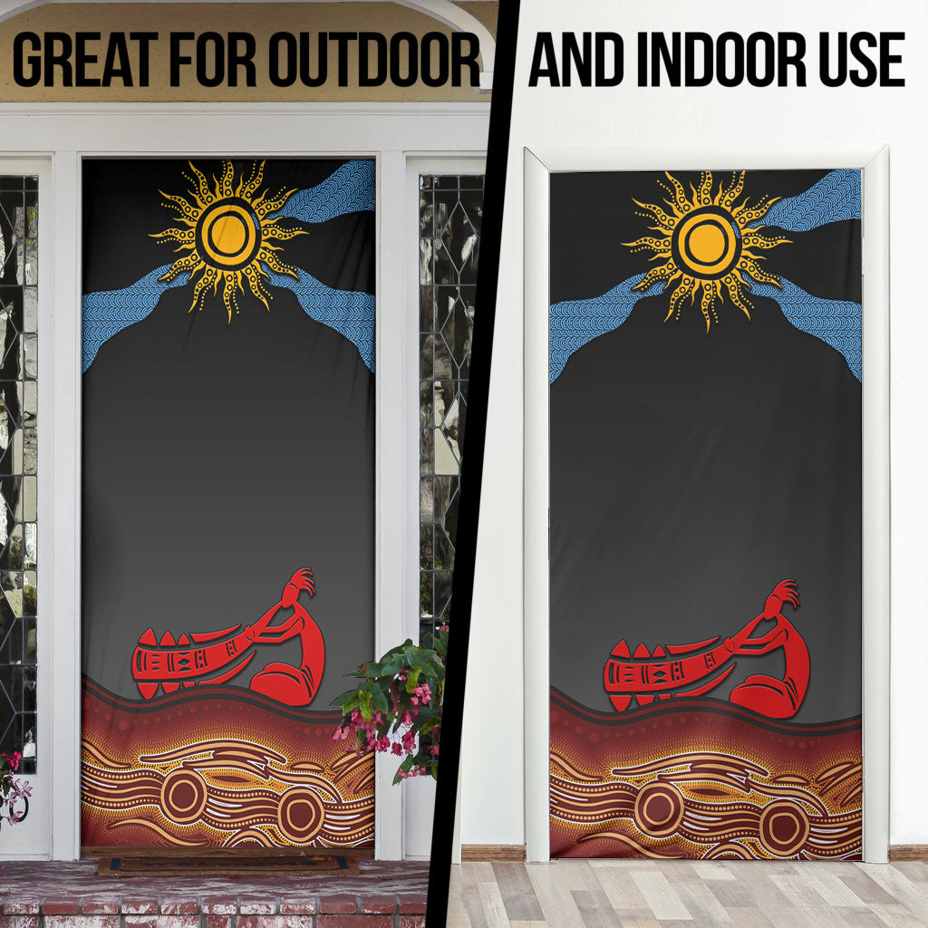 Didgeridoo Door Cover Australian Aboriginal Sun Motif Indigenous Art