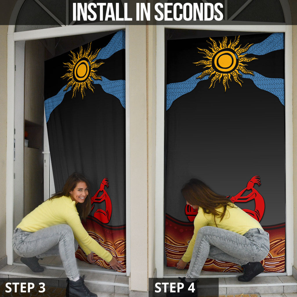 Didgeridoo Door Cover Australian Aboriginal Sun Motif Indigenous Art
