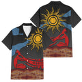 Didgeridoo Family Matching Puletasi and Hawaiian Shirt Australian Aboriginal Sun Motif Indigenous Art