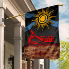 Didgeridoo Garden Flag Australian Aboriginal Sun Motif Indigenous Art
