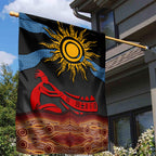 Didgeridoo Garden Flag Australian Aboriginal Sun Motif Indigenous Art