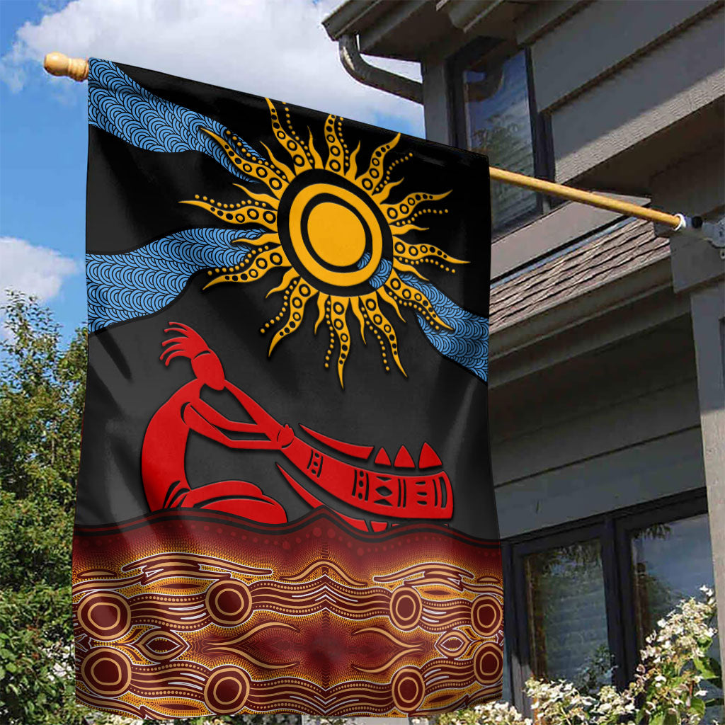 Didgeridoo Garden Flag Australian Aboriginal Sun Motif Indigenous Art