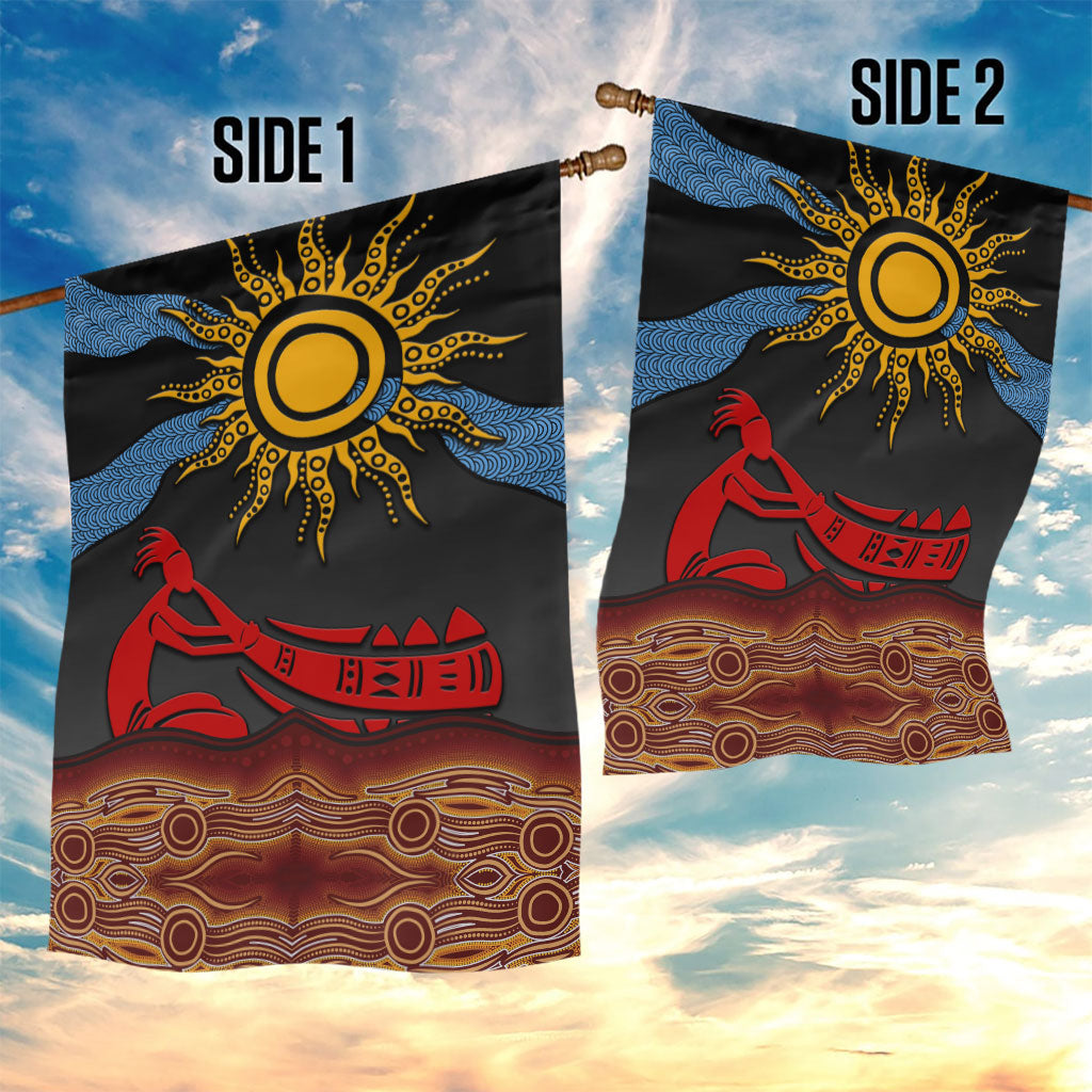 Didgeridoo Garden Flag Australian Aboriginal Sun Motif Indigenous Art