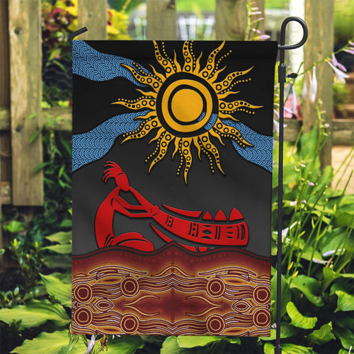 Didgeridoo Garden Flag Australian Aboriginal Sun Motif Indigenous Art