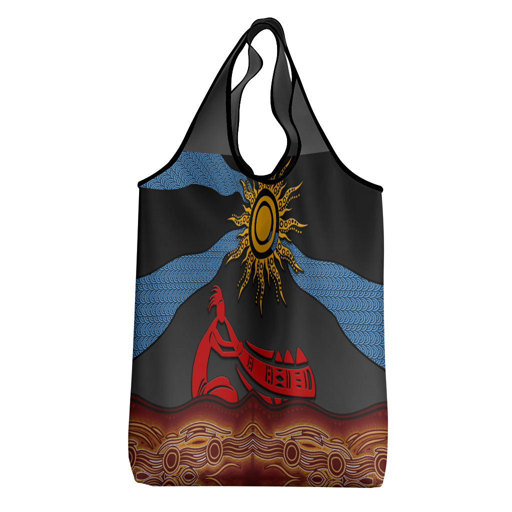 Didgeridoo Grocery Bag Australian Aboriginal Sun Motif Indigenous Art