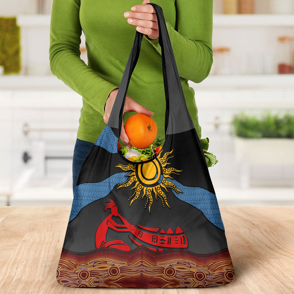 Didgeridoo Grocery Bag Australian Aboriginal Sun Motif Indigenous Art