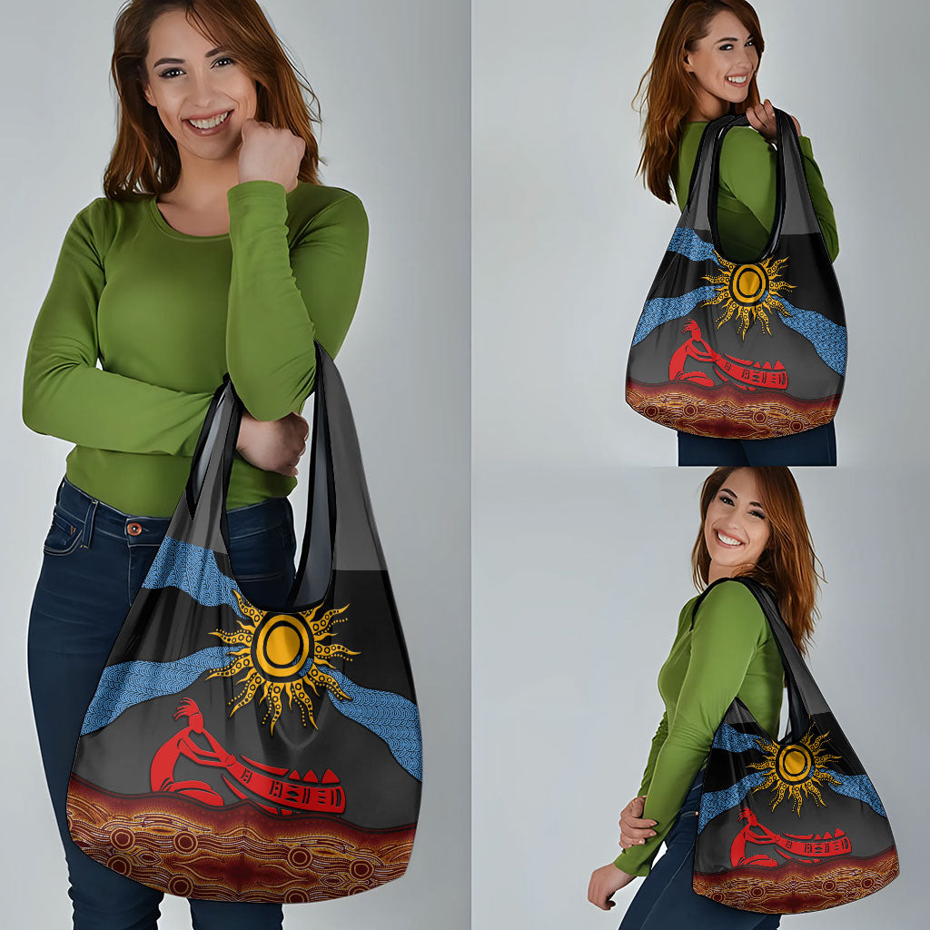 Didgeridoo Grocery Bag Australian Aboriginal Sun Motif Indigenous Art