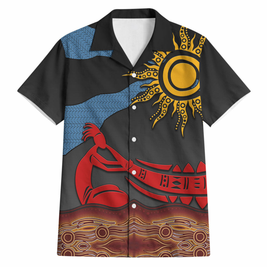 Didgeridoo Hawaiian Shirt Australian Aboriginal Sun Motif Indigenous Art