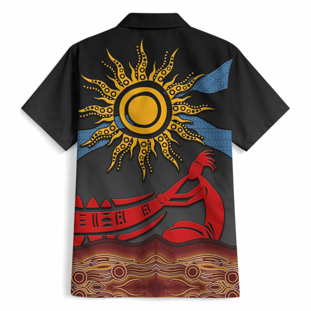 Didgeridoo Hawaiian Shirt Australian Aboriginal Sun Motif Indigenous Art