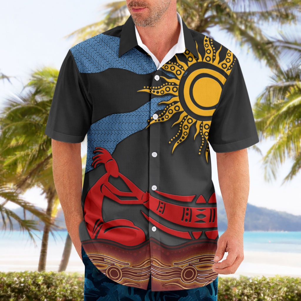 Didgeridoo Hawaiian Shirt Australian Aboriginal Sun Motif Indigenous Art