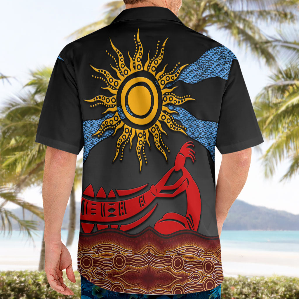 Didgeridoo Hawaiian Shirt Australian Aboriginal Sun Motif Indigenous Art