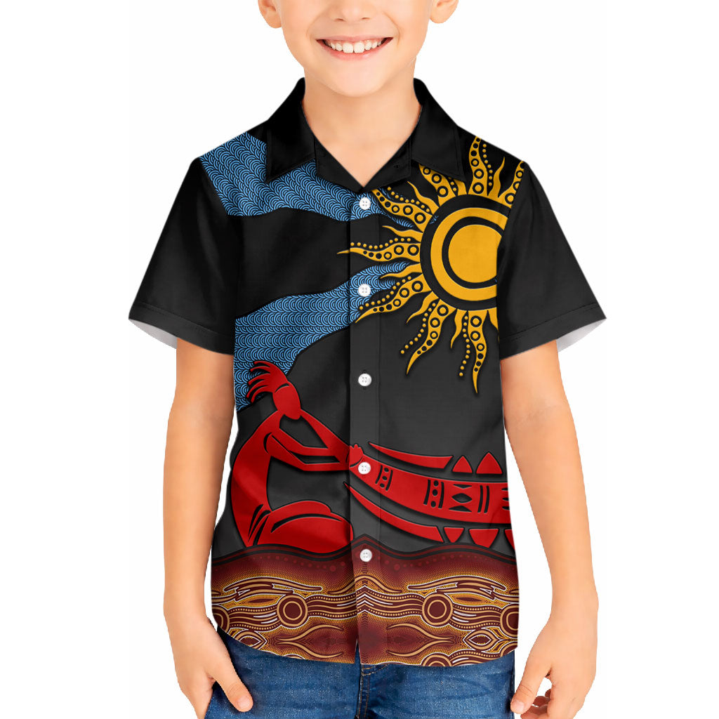Didgeridoo Hawaiian Shirt Australian Aboriginal Sun Motif Indigenous Art