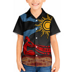 Didgeridoo Hawaiian Shirt Australian Aboriginal Sun Motif Indigenous Art