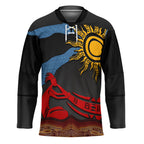 Didgeridoo Hockey Jersey Australian Aboriginal Sun Motif Indigenous Art