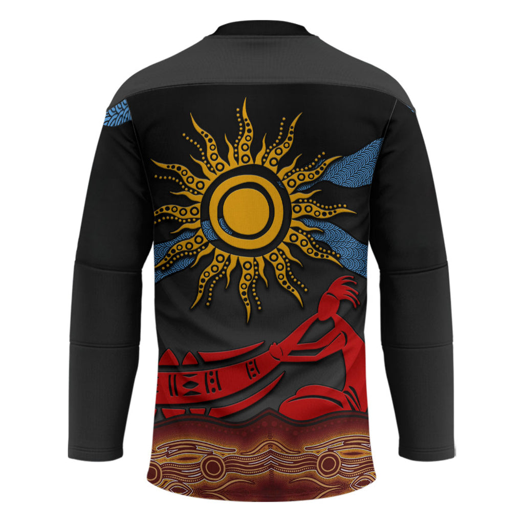 Didgeridoo Hockey Jersey Australian Aboriginal Sun Motif Indigenous Art