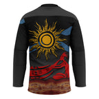 Didgeridoo Hockey Jersey Australian Aboriginal Sun Motif Indigenous Art