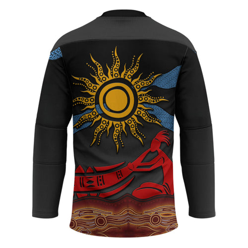 Didgeridoo Hockey Jersey Australian Aboriginal Sun Motif Indigenous Art