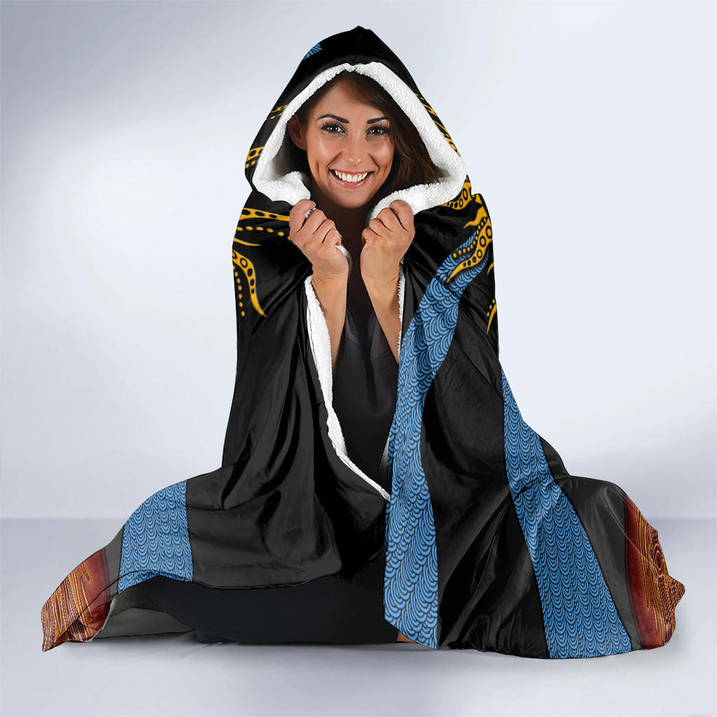 Didgeridoo Hooded Blanket Australian Aboriginal Sun Motif Indigenous Art