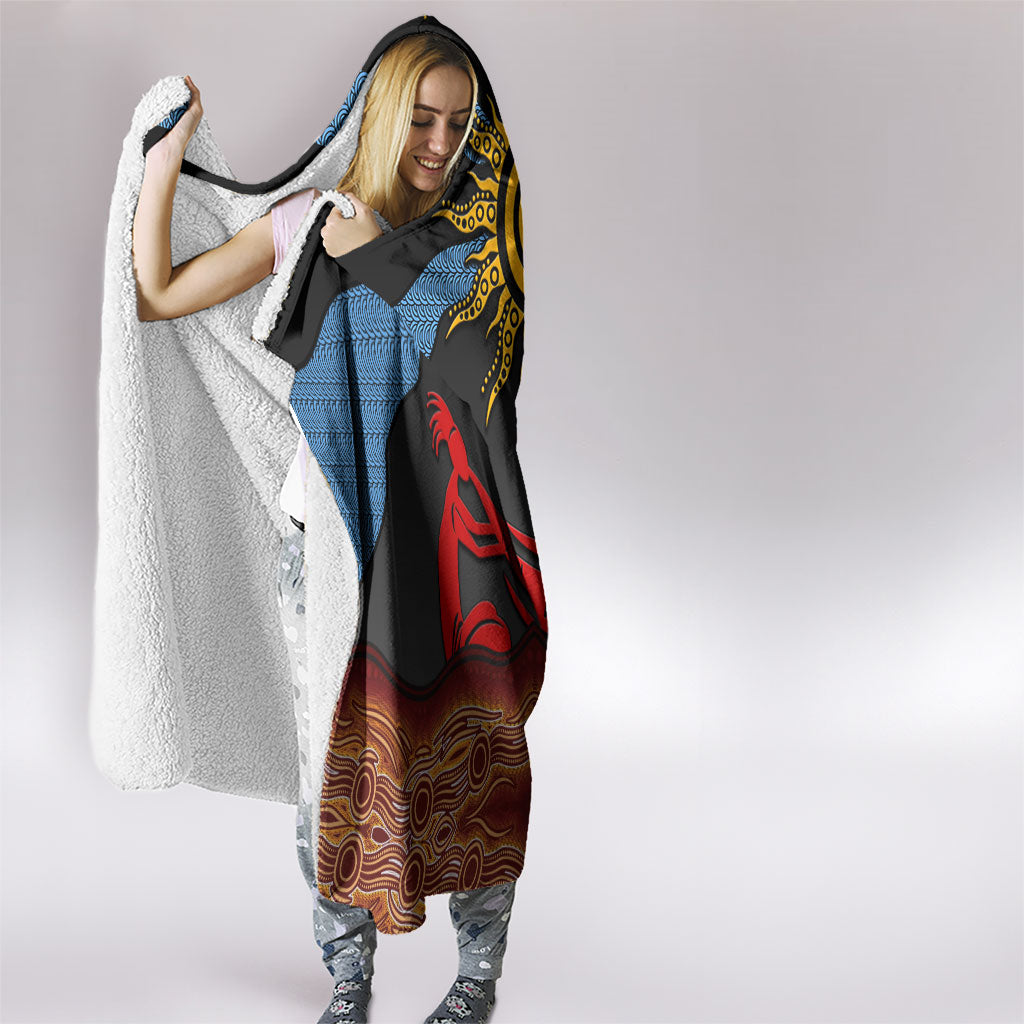Didgeridoo Hooded Blanket Australian Aboriginal Sun Motif Indigenous Art