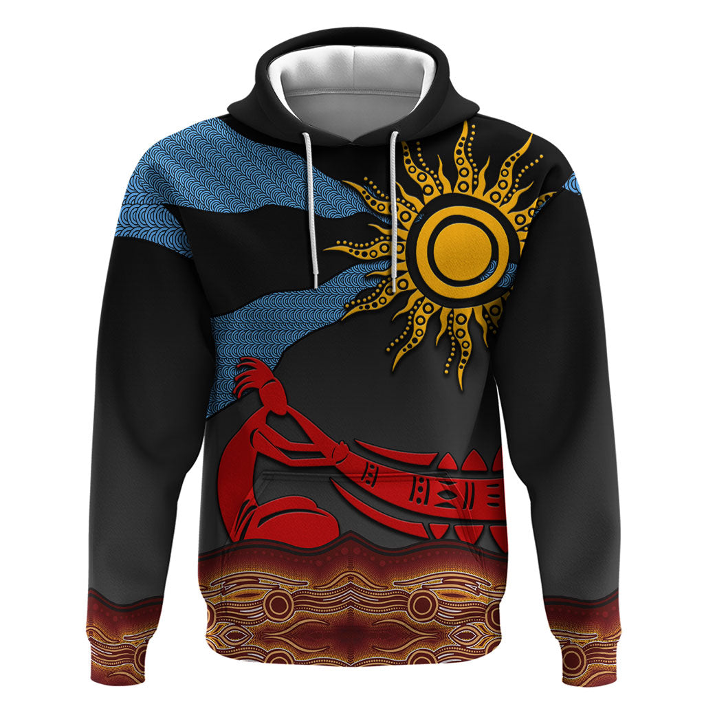 Didgeridoo Hoodie Australian Aboriginal Sun Motif Indigenous Art