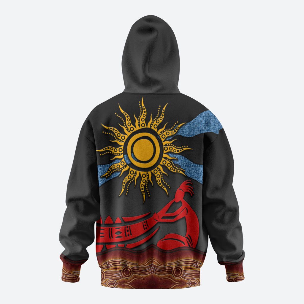 Didgeridoo Hoodie Australian Aboriginal Sun Motif Indigenous Art