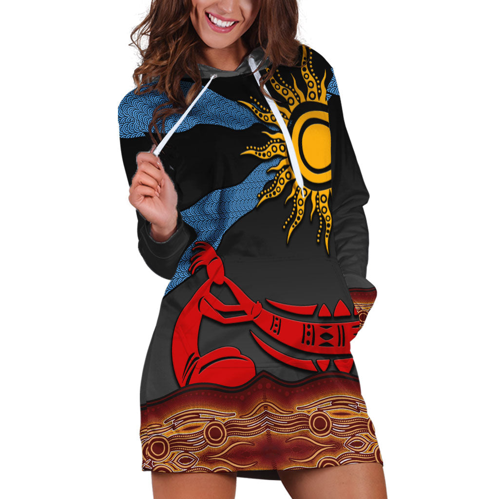 Didgeridoo Hoodie Dress Australian Aboriginal Sun Motif Indigenous Art