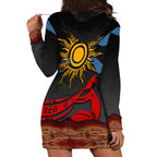 Didgeridoo Hoodie Dress Australian Aboriginal Sun Motif Indigenous Art