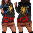 Didgeridoo Hoodie Dress Australian Aboriginal Sun Motif Indigenous Art