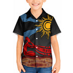 Didgeridoo Kid Hawaiian Shirt Australian Aboriginal Sun Motif Indigenous Art