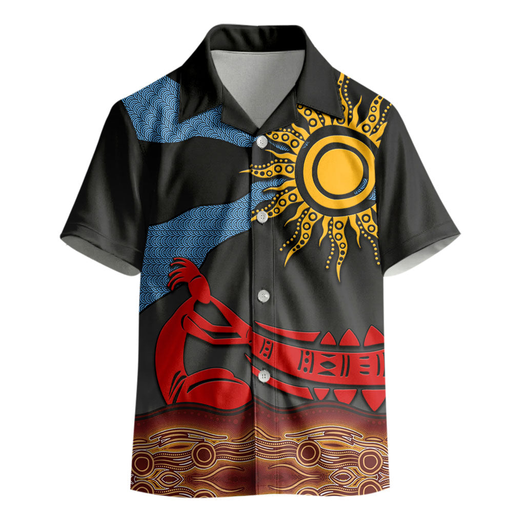 Didgeridoo Kid Hawaiian Shirt Australian Aboriginal Sun Motif Indigenous Art