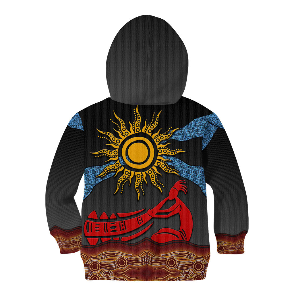 Didgeridoo Kid Hoodie Australian Aboriginal Sun Motif Indigenous Art